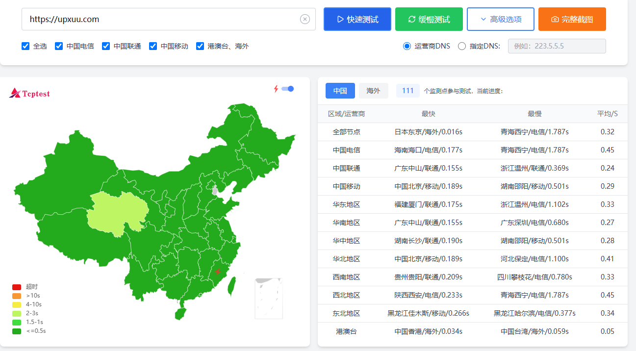 Vercel 深绿测速